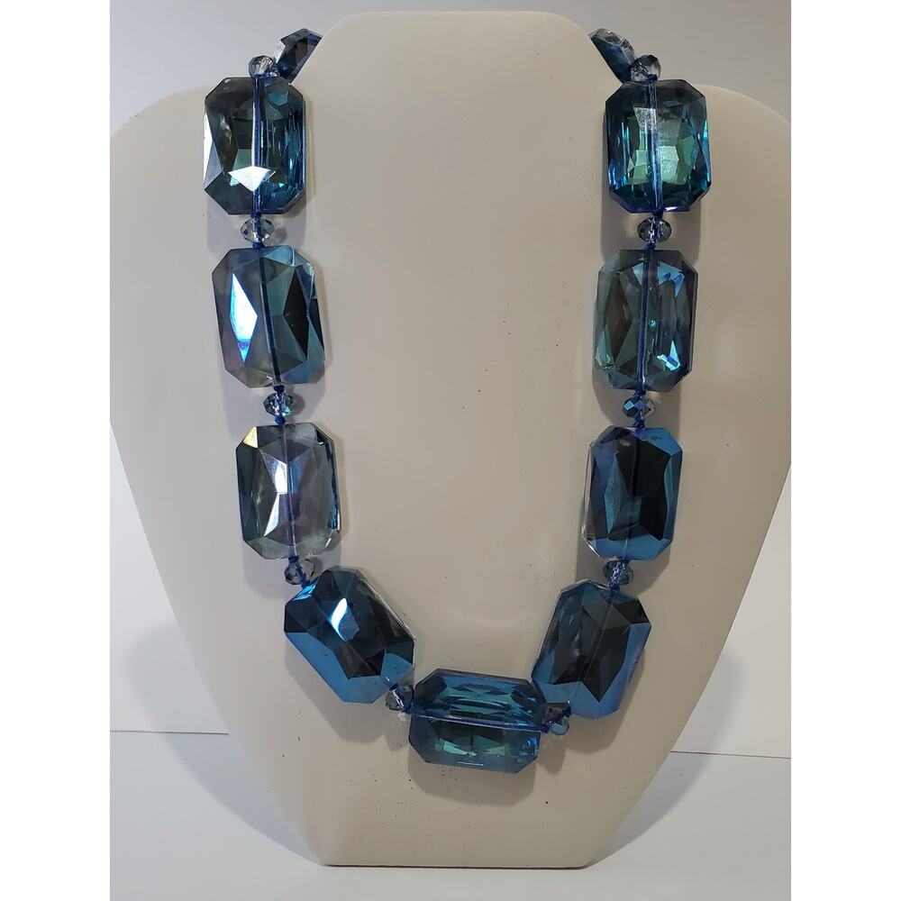 Leslie Danzis Chunky Faceted Glass Beads Statement Necklace 23" - Picture 5 of 7